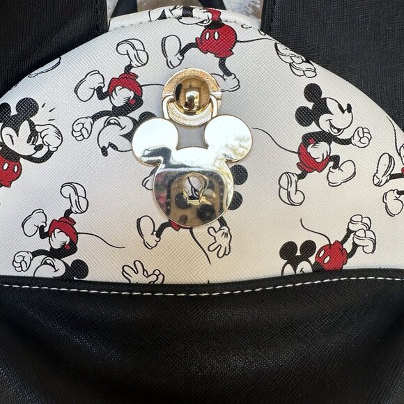 Disney's Mickey Mouse All Over Print Mini 10" Backpack 3D‎ Ears Black Red - Picture 4 of 10